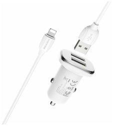 АЗУ Borofone BZ12 с кабелем Lightning белое
