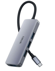 Разветвитель Wiwu Alpha 4 в 1 (А440 Pro) серый