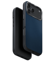 Чехол кожанный Uniq Lyden MagSafe для iPhone 17 Pro Max серо-синий