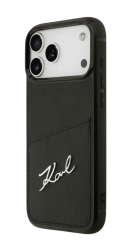 Чехол кожанный Karl Lagerfeld для iPhone 17 Pro Max черный с отделом под карту