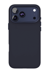 Чехол силиконовый VLP c MagSafe для iPhone 17 Pro темно-синий с металической рамкой