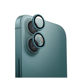 Защитное стекло камеры Uniq Optix Aluguard для iPhone 16/16 Plus бирюзовое