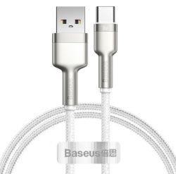 Кабель Baseus Cafule Metal USB to Type-C 66W (1м) тканевый белый