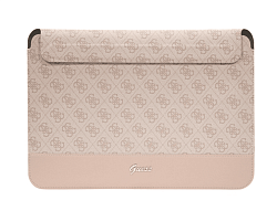 Чехол-папка Guess на MacBook 13"/14" с кожаной вставкой снизу розовый