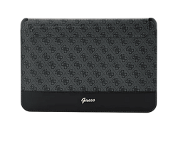 Чехол-папка Guess на MacBook 13"/14" с кожаной вставкой снизу черный